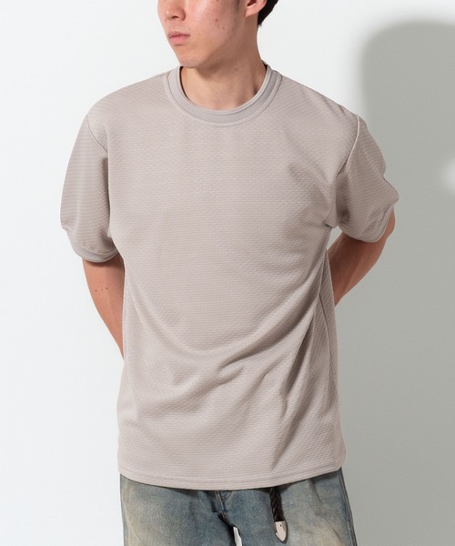 BAYBLO(ベイブロ)の「(SA) ジャガード 無地 半袖 Tシャツ(Tシャツ/カットソー・メンズ・ネイビー/グレー/ブラック・M/LL/L)」の2枚目の写真