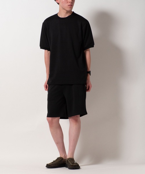 BAYBLO(ベイブロ)の「(SA) ジャガード 無地 半袖 Tシャツ(Tシャツ/カットソー・メンズ・ネイビー/グレー/ブラック・M/LL/L)」の6枚目の写真