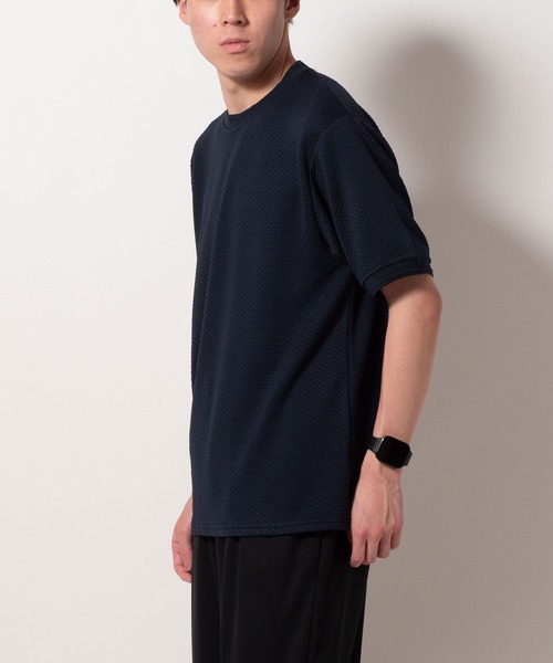 BAYBLO(ベイブロ)の「(SA) ジャガード 無地 半袖 Tシャツ(Tシャツ/カットソー・メンズ・ネイビー/グレー/ブラック・M/LL/L)」の7枚目の写真