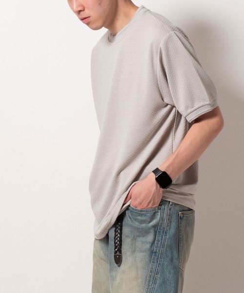 BAYBLO(ベイブロ)の「(SA) ジャガード 無地 半袖 Tシャツ(Tシャツ/カットソー・メンズ・ネイビー/グレー/ブラック・M/LL/L)」の12枚目の写真