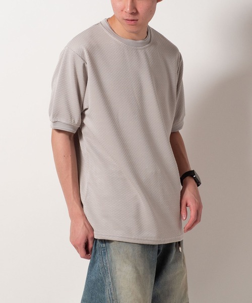 BAYBLO(ベイブロ)の「(SA) ジャガード 無地 半袖 Tシャツ(Tシャツ/カットソー・メンズ・ネイビー/グレー/ブラック・M/LL/L)」の13枚目の写真