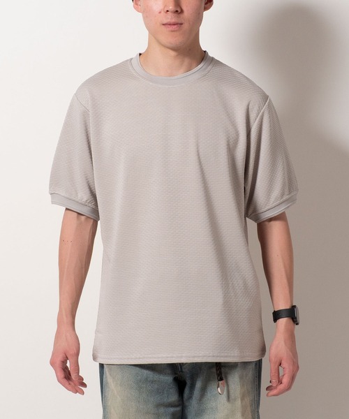 BAYBLO(ベイブロ)の「(SA) ジャガード 無地 半袖 Tシャツ(Tシャツ/カットソー・メンズ・ネイビー/グレー/ブラック・M/LL/L)」の16枚目の写真