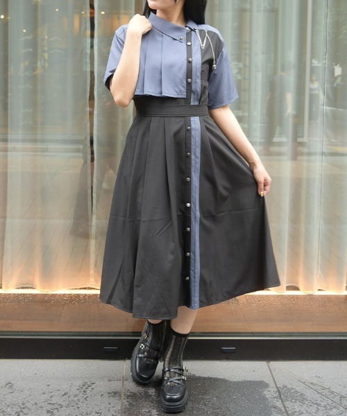 axes femme（アクシーズファム）の「クラウン付バイカラーＯＰ（ワンピース・レディース・グレー/パープル/ブラック・MEDIUM）」の10枚目の写真
