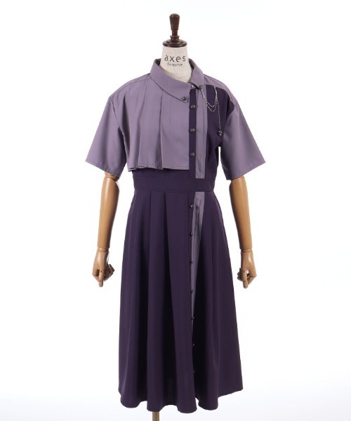 axes femme（アクシーズファム）の「クラウン付バイカラーＯＰ（ワンピース・レディース・グレー/パープル/ブラック・MEDIUM）」の13枚目の写真