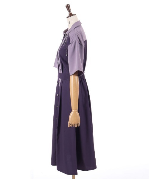 axes femme（アクシーズファム）の「クラウン付バイカラーＯＰ（ワンピース・レディース・グレー/パープル/ブラック・MEDIUM）」の14枚目の写真