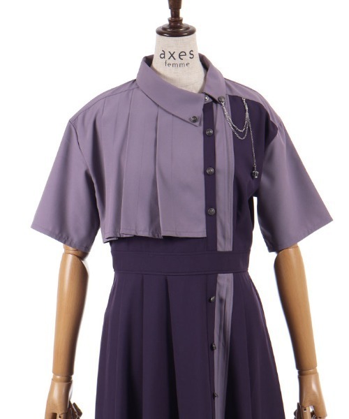 axes femme（アクシーズファム）の「クラウン付バイカラーＯＰ（ワンピース・レディース・グレー/パープル/ブラック・MEDIUM）」の16枚目の写真