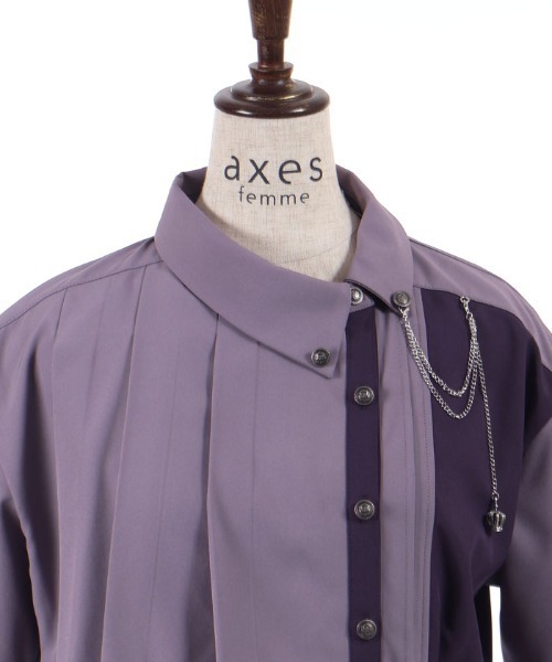 axes femme（アクシーズファム）の「クラウン付バイカラーＯＰ（ワンピース・レディース・グレー/パープル/ブラック・MEDIUM）」の18枚目の写真