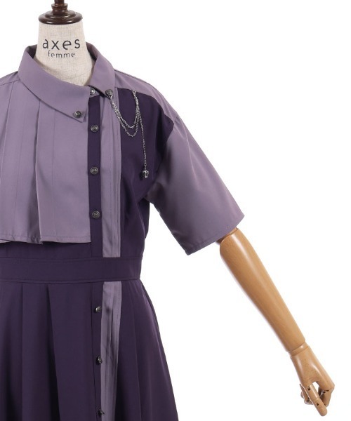 axes femme（アクシーズファム）の「クラウン付バイカラーＯＰ（ワンピース・レディース・グレー/パープル/ブラック・MEDIUM）」の20枚目の写真