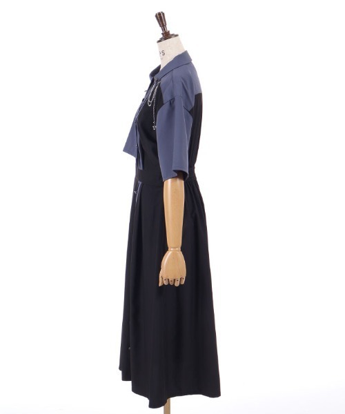 axes femme（アクシーズファム）の「クラウン付バイカラーＯＰ（ワンピース・レディース・グレー/パープル/ブラック・MEDIUM）」の22枚目の写真