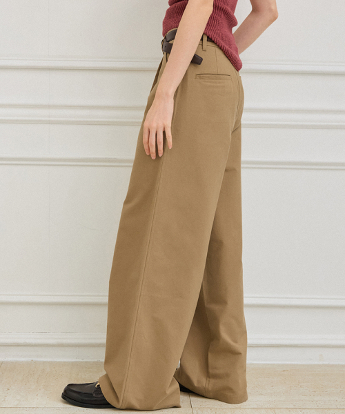 LEFTSEOUL（レフトソウル）の「ワイドチノパンツ[ベージュ]（その他パンツ・レディース・ベージュ・SMALL/MEDIUM）」の2枚目の写真