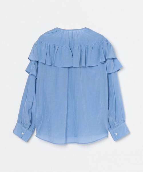 HELIOPOLE(エリオポール)の「FRILL BLOUSE / フリル ブラウス(シャツ/ブラウス・レディース・サックスブルー/ホワイト・38)」の4枚目の写真