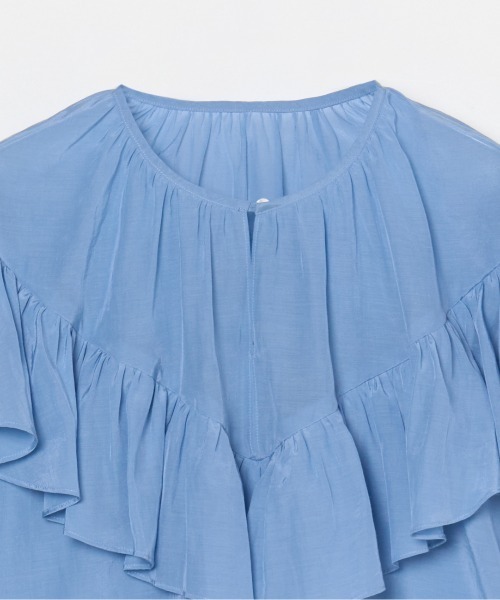 HELIOPOLE(エリオポール)の「FRILL BLOUSE / フリル ブラウス(シャツ/ブラウス・レディース・サックスブルー/ホワイト・38)」の5枚目の写真