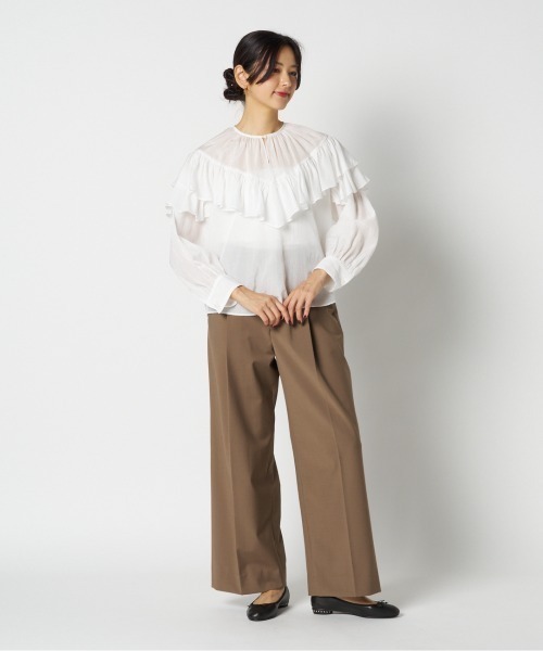 HELIOPOLE(エリオポール)の「FRILL BLOUSE / フリル ブラウス(シャツ/ブラウス・レディース・サックスブルー/ホワイト・38)」の14枚目の写真