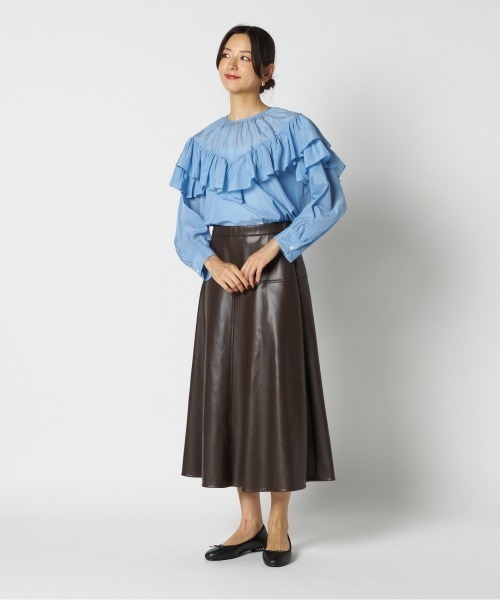 HELIOPOLE(エリオポール)の「FRILL BLOUSE / フリル ブラウス(シャツ/ブラウス・レディース・サックスブルー/ホワイト・38)」の17枚目の写真