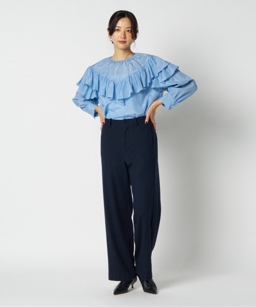 HELIOPOLE(エリオポール)の「FRILL BLOUSE / フリル ブラウス(シャツ/ブラウス・レディース・サックスブルー/ホワイト・38)」の15枚目の写真