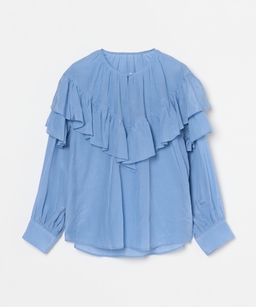 HELIOPOLE(エリオポール)の「FRILL BLOUSE / フリル ブラウス(シャツ/ブラウス・レディース・サックスブルー/ホワイト・38)」の3枚目の写真