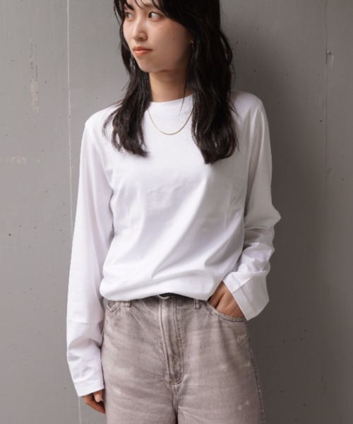 B'2nd（ビーセカンド）の「ATON (エイトン) SUVIN 60/2 | PERFECT LONG SLEEVE T-SHIRT（Tシャツ/カットソー・レディース・ホワイト/ブラック・2）」の2枚目の写真