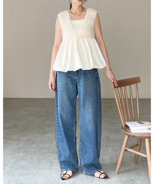 She's Closet(シーズクローゼット)の「前後2wayフェザーヤーン切り替えバルーンペプラムベスト(ベスト・レディース・ブラック/アイボリー/ブラウン・FREE)」の8枚目の写真