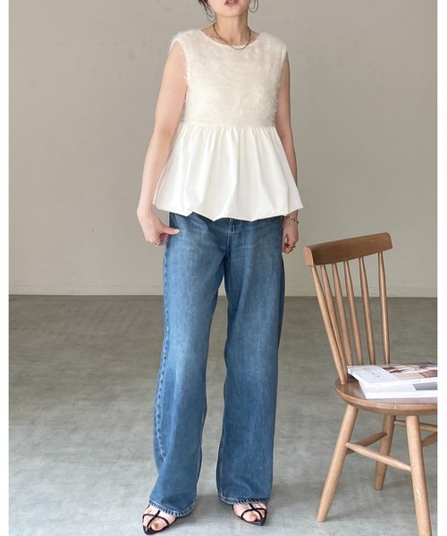 She's Closet(シーズクローゼット)の「前後2wayフェザーヤーン切り替えバルーンペプラムベスト(ベスト・レディース・ブラック/アイボリー/ブラウン・FREE)」の10枚目の写真