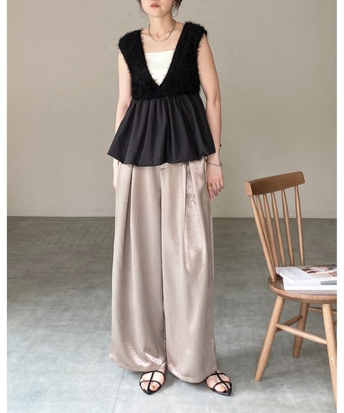 She's Closet(シーズクローゼット)の「前後2wayフェザーヤーン切り替えバルーンペプラムベスト(ベスト・レディース・ブラック/アイボリー/ブラウン・FREE)」の12枚目の写真