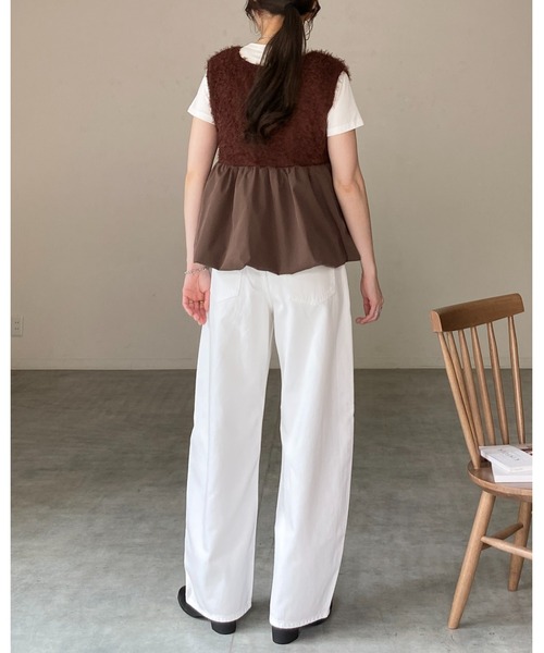 She's Closet(シーズクローゼット)の「前後2wayフェザーヤーン切り替えバルーンペプラムベスト(ベスト・レディース・ブラック/アイボリー/ブラウン・FREE)」の15枚目の写真