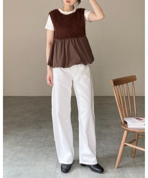 She's Closet(シーズクローゼット)の「前後2wayフェザーヤーン切り替えバルーンペプラムベスト(ベスト・レディース・ブラック/アイボリー/ブラウン・FREE)」の16枚目の写真