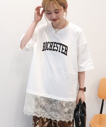 AMERICAN HOLIC | カレッジロゴレースドッキングTシャツ(Tシャツ/カットソー)