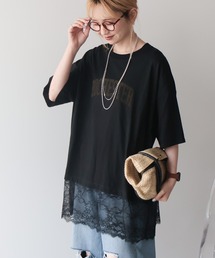カレッジロゴレースドッキングTシャツ