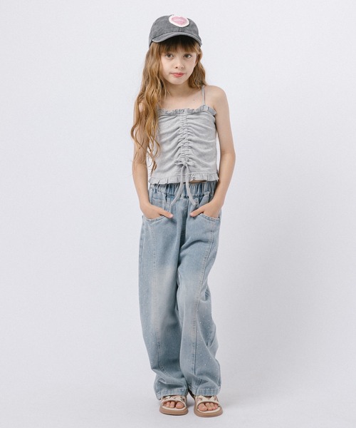 URBAN CHERRY(アーバンチェリー)の「フロントギャザーキャミソール(キャミソール・キッズ・グレー/イエロー・110cm/120cm/140cm/150cm/130cm)」の6枚目の写真