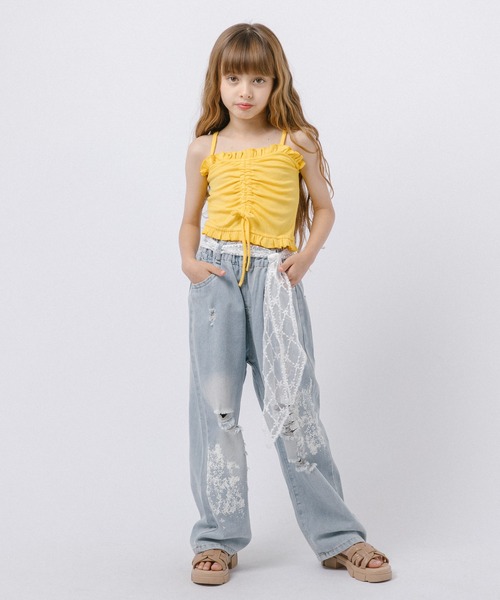 URBAN CHERRY(アーバンチェリー)の「フロントギャザーキャミソール(キャミソール・キッズ・グレー/イエロー・110cm/120cm/140cm/150cm/130cm)」の7枚目の写真