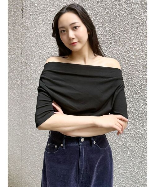 MURUA(ムルーア)の「ドレープワンショルダートップス(Tシャツ/カットソー・レディース・ホワイト/ブラック/ブラウン・FREE)」の10枚目の写真