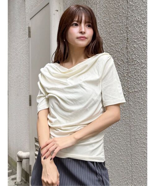 MURUA(ムルーア)の「ドレープワンショルダートップス(Tシャツ/カットソー・レディース・ホワイト/ブラック/ブラウン・FREE)」の20枚目の写真