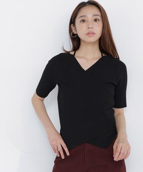 NATURAL BEAUTY BASIC(ナチュラルビューティーベーシック)の「ホルターネックリブニット(ニット/セーター・レディース・イエロー/ブラック/オフホワイト・フリ-)」の3枚目の写真