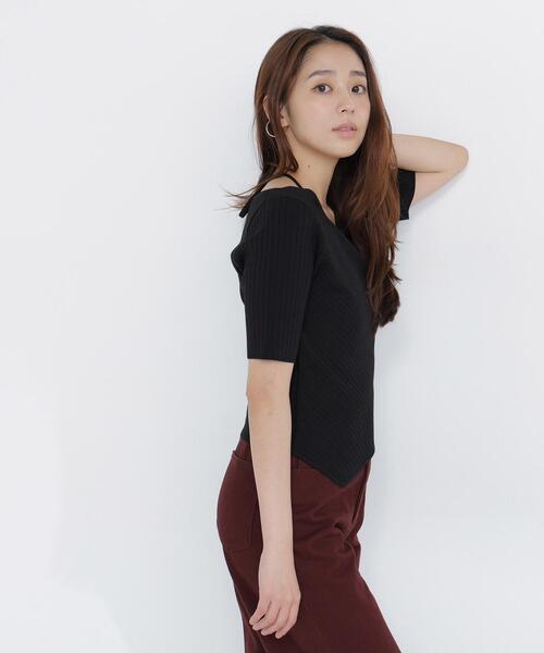 NATURAL BEAUTY BASIC(ナチュラルビューティーベーシック)の「ホルターネックリブニット(ニット/セーター・レディース・イエロー/ブラック/オフホワイト・フリ-)」の18枚目の写真