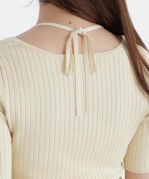 NATURAL BEAUTY BASIC(ナチュラルビューティーベーシック)の「ホルターネックリブニット(ニット/セーター・レディース・イエロー/ブラック/オフホワイト・フリ-)」の15枚目の写真