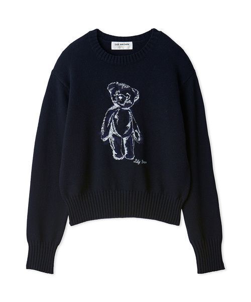 LILY BROWN(リリーブラウン)の「【Lily Bear】エンブロイダリーニット(ニット/セーター・レディース・グリーン/ネイビー/アイボリー/ピンク・F)」の3枚目の写真