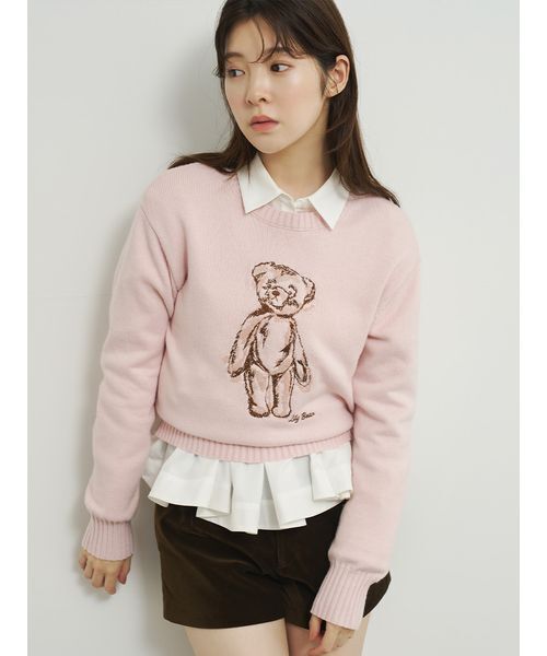 LILY BROWN(リリーブラウン)の「【Lily Bear】エンブロイダリーニット(ニット/セーター・レディース・グリーン/ネイビー/アイボリー/ピンク・F)」の8枚目の写真