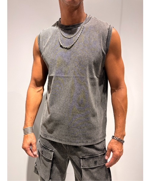 COOK JEANS(クックジーンズ)の「デニムノースリーブタンクトップ(タンクトップ・メンズ・サックスブルー/杢グレー/ネイビー/グレー・LARGE/MEDIUM)」の2枚目の写真