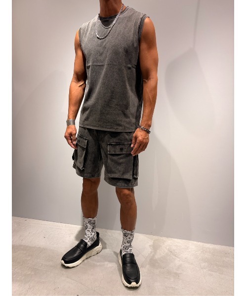 COOK JEANS(クックジーンズ)の「デニムノースリーブタンクトップ(タンクトップ・メンズ・サックスブルー/杢グレー/ネイビー/グレー・LARGE/MEDIUM)」の7枚目の写真