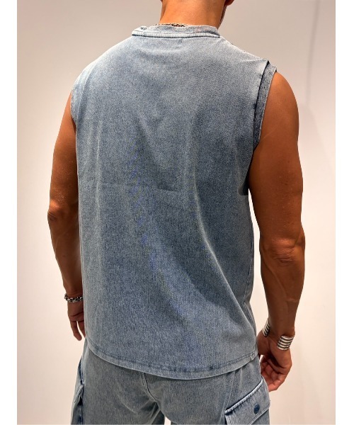 COOK JEANS(クックジーンズ)の「デニムノースリーブタンクトップ(タンクトップ・メンズ・サックスブルー/杢グレー/ネイビー/グレー・LARGE/MEDIUM)」の14枚目の写真