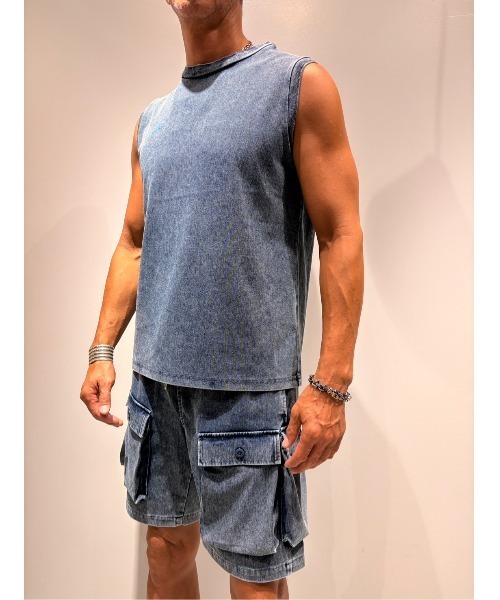 COOK JEANS(クックジーンズ)の「デニムノースリーブタンクトップ(タンクトップ・メンズ・サックスブルー/杢グレー/ネイビー/グレー・LARGE/MEDIUM)」の13枚目の写真