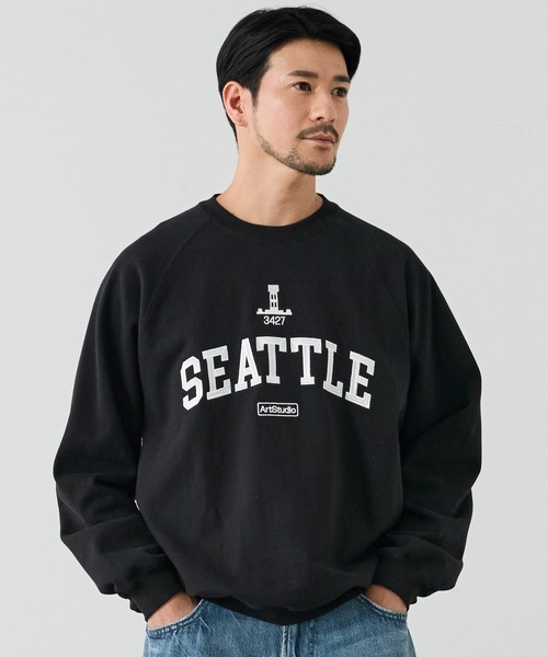 coca(coca)(コカ)の「COTTON from the U.S.裏毛刺繍ラグラントレーナー(スウェット・メンズ・ブラック/グレー・XL/M/L)」の1枚目の写真