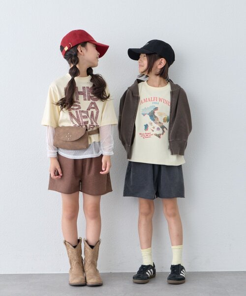 CIAOPANIC TYPY(チャオパニックティピー)の「【KIDS】ピグメント加工バックロゴ5分袖セットアップ(Tシャツ/カットソー・キッズ・ブラック/ブラウン・150/130/110)」の9枚目の写真