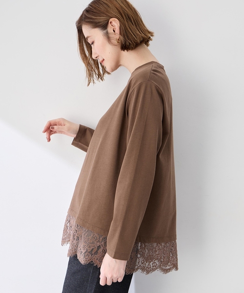 Petit Honfleur(プチオンフルール)の「レース切り替えロゴプリントカットプルオーバー(Tシャツ/カットソー・レディース・アイボリー/ブラウン・L/M)」の22枚目の写真