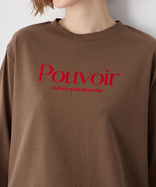 Petit Honfleur(プチオンフルール)の「レース切り替えロゴプリントカットプルオーバー(Tシャツ/カットソー・レディース・アイボリー/ブラウン・L/M)」の8枚目の写真
