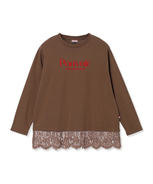 Petit Honfleur(プチオンフルール)の「レース切り替えロゴプリントカットプルオーバー(Tシャツ/カットソー・レディース・アイボリー/ブラウン・L/M)」の12枚目の写真