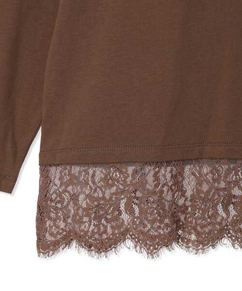 Petit Honfleur(プチオンフルール)の「レース切り替えロゴプリントカットプルオーバー(Tシャツ/カットソー・レディース・アイボリー/ブラウン・L/M)」の15枚目の写真