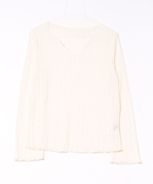 Ritzy(リッツィー)の「メロウヘム リブVネックシアー長袖トップス(Tシャツ/カットソー・レディース・ミント/アイボリー・M)」の17枚目の写真