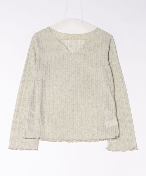 Ritzy(リッツィー)の「メロウヘム リブVネックシアー長袖トップス(Tシャツ/カットソー・レディース・ミント/アイボリー・M)」の18枚目の写真