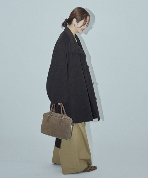 JOURNAL STANDARD(ジャーナルスタンダード)の「【ASIDE】スーパー140ビーバーリバーハイネック コート(その他アウター・レディース・ネイビー/ブラウン・FREE)」の7枚目の写真